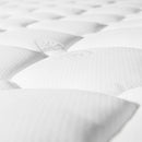 Close-up of a white mattress with quilted design