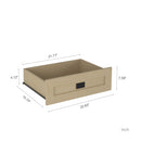 Wooden drawer with dimensions labeled in inches on a white background