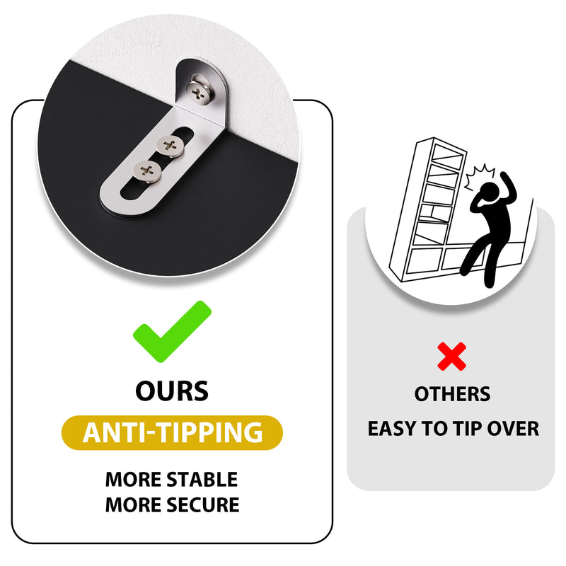 Anti-tipping mechanism with stability comparison illustration on a white background