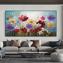 Handmade Floral Oil Painting on Canvas – Modern Horizontal Wall Art, 100% Hand-Painted