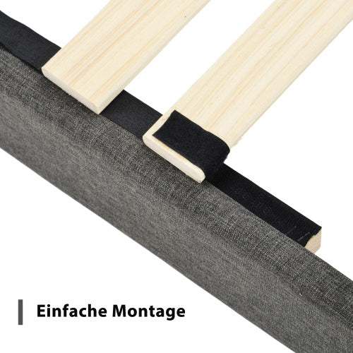 Wooden frame with black mesh and text 'Einfache Montage' on a white background