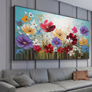 Handmade Floral Oil Painting on Canvas – Modern Horizontal Wall Art, 100% Hand-Painted