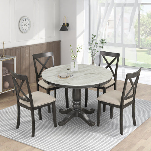 5 Pieces Dining Table and Chairs Set For 4 People null