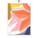 Home decor, room decor, wall decor, Abstract art print with colourful leaves on a white background