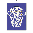 Home decor, room decor, wall decor, Decorative poster with a white vase design and 'La Vita E Bella' text on a blue background