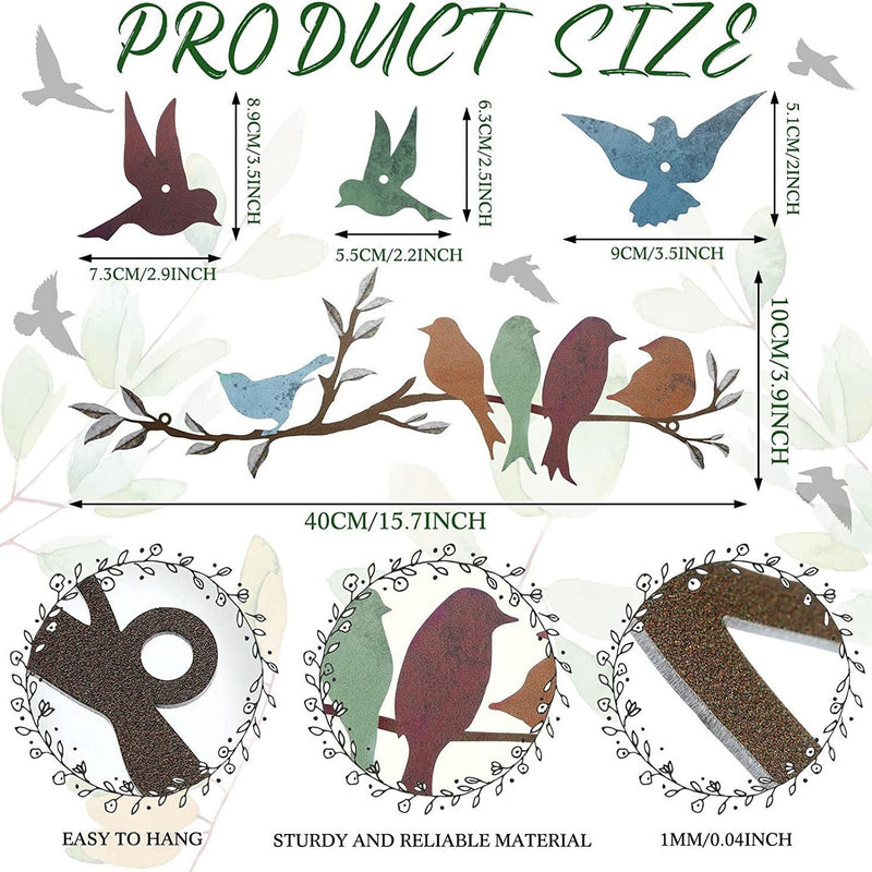 Home decor, room decor, wall decor, Product size chart with various bird and branch designs and their dimensions.