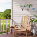 Home decor, room decor, wall decor, Wooden chair on a deck with decorative birds on the wall