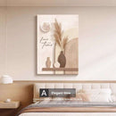 Home decor, room decor, wall decor, Decorative wall art with text and vases in a bedroom setting