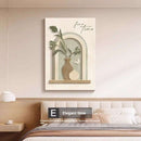Home decor, room decor, wall decor, Decorative wall art with plants and text above a bed in a bedroom setting.