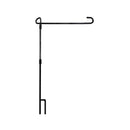 Garden pots, outdoor decor, garden ornaments, Black metal hook with a long bar and smaller hook at the end on a white background