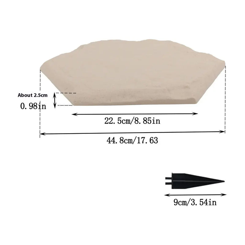 Garden pots, outdoor decor, garden ornaments, Measurement chart of a beige fabric product with dimensions labeled.