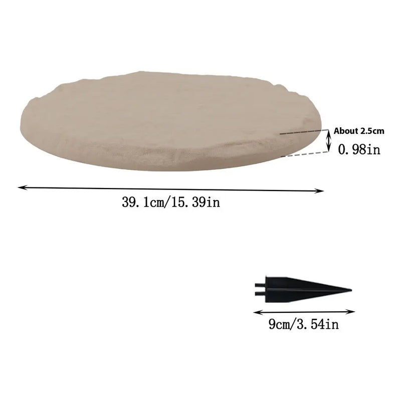 Garden pots, outdoor decor, garden ornaments, Measurement chart of a round beige object with dimensions labeled.