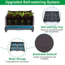 Garden pots, outdoor decor, garden ornaments, Upgraded self-watering system with plant tray, water storage tank, and breathable sidewall on a white background.