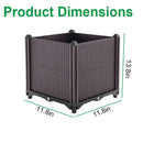 Garden pots, outdoor decor, garden ornaments, Square planter with dimensions labeled on a white background