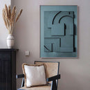 Home decor, room decor, wall decor, Abstract wall art in a room with a chair and decorative elements.