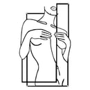 Home decor, room decor, wall decor, Black and white line drawing of a stylized figure holding a leaf
