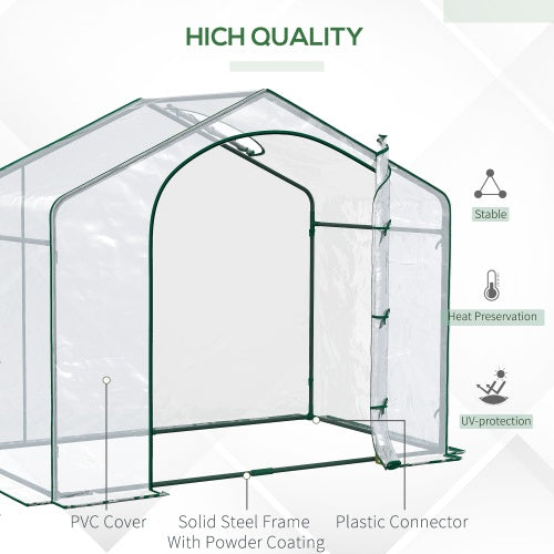 Garden pots, outdoor decor, garden ornaments, Greenhouse with features highlighted on a white background
