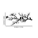 Home decor, wall decor, room decor, Black silhouette of birds on branches with measurements on a white background