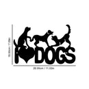 Home decor, wall decor, room decor, Decorative metal wall art with dogs and 'I love dogs' text on a white background