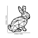 Home decor, wall decor, room decor, Geometric rabbit design with dimensions on a white background