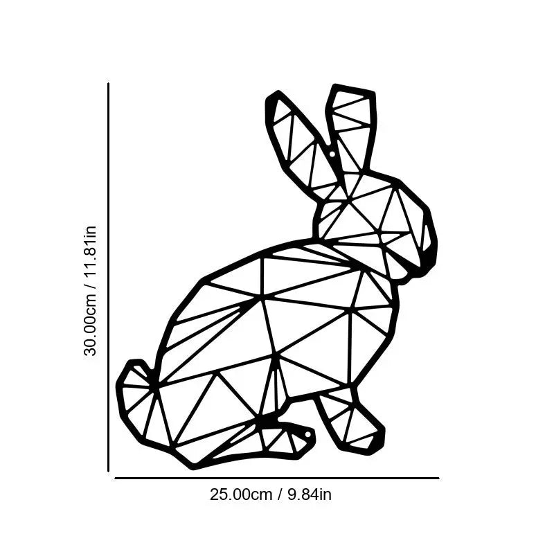 Home decor, wall decor, room decor, Geometric rabbit design with dimensions on a white background