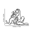 Home decor, wall decor, room decor, Illustration of a dog and a horse embracing with dimensions on a white background