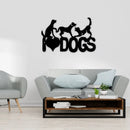 Home decor, room decor, wall decor, Decorative wall art with dog illustrations and 'DOGS' text in a living room setting.