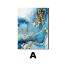 Home decor, room decor, wall decor, Abstract art piece with blue and gold colours on a white background 