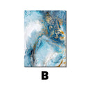 Home decor, room decor, wall decor, Abstract art piece with blue and gold tones on a white background