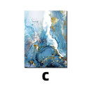 Home decor, room decor, wall decor, Abstract art piece with blue, gold, and white colours on a white background