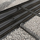 Garden pots, outdoor decor, garden ornaments, Close-up of a black metal grate on a gravel surface