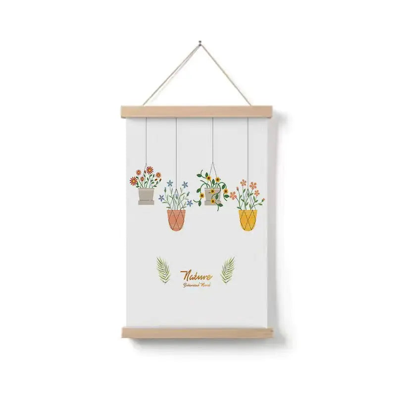 Home decor, wall decor, room decor, Hanging poster with illustrations of potted plants on a white background