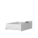 White metal storage bin with a lid on a white background