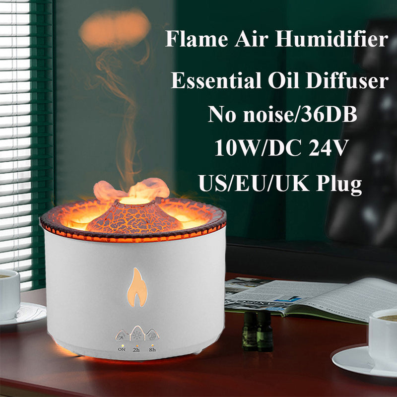 Flame air humidifier with essential oil diffuser on a table.
